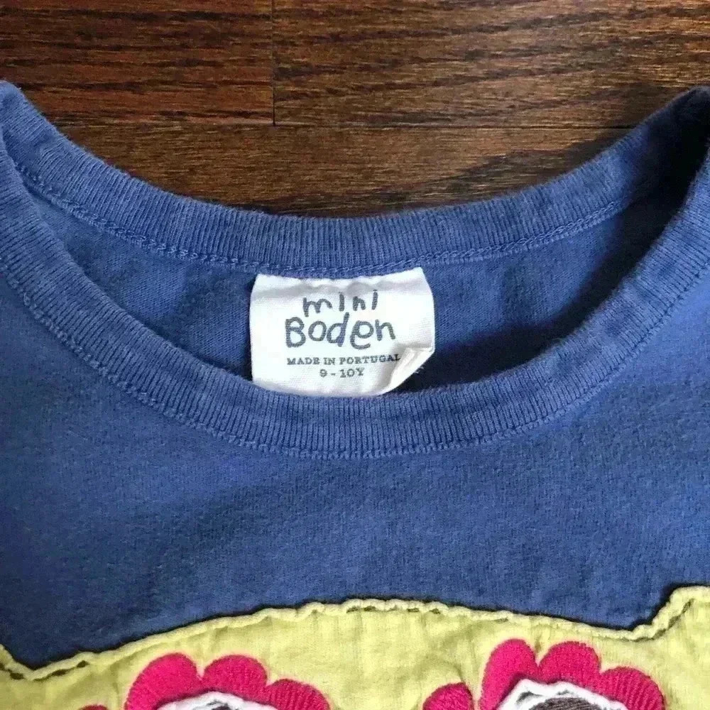 Mini Boden Girls 9-10Y Blue Long-Sleeved Owl Applique Tee - Picture 4 of 10